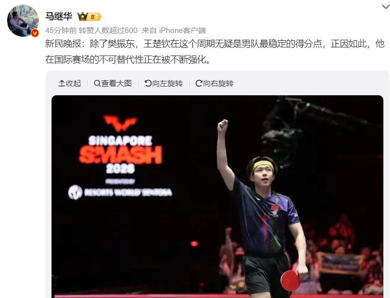 云开体育-王楚钦连冠被赞统治力十足！蔡振华评价天才 媒体：仅次于樊振东